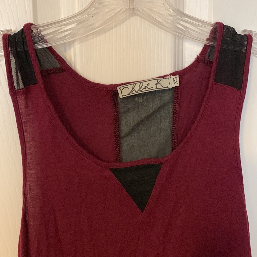 Chloe K Tank Top, XS, Burgundy and Black